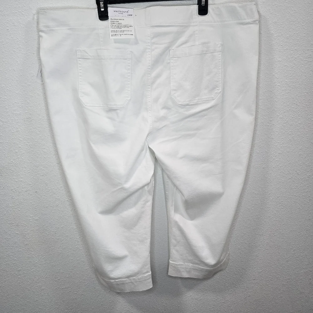 Westbound Womens  High Rise Skinni White Summer Cropped Pants  Size 24W - Picture 11 of 16